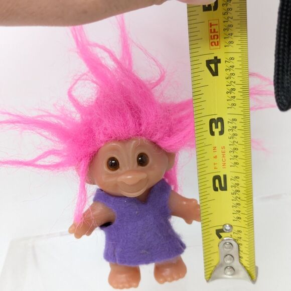 Vintage DAM Troll, Pink Hair, Purple Dress - Picture 11 of 11